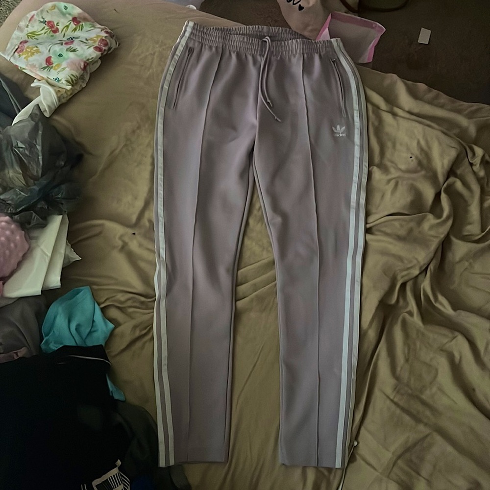 Adidas sports pants, light purple.